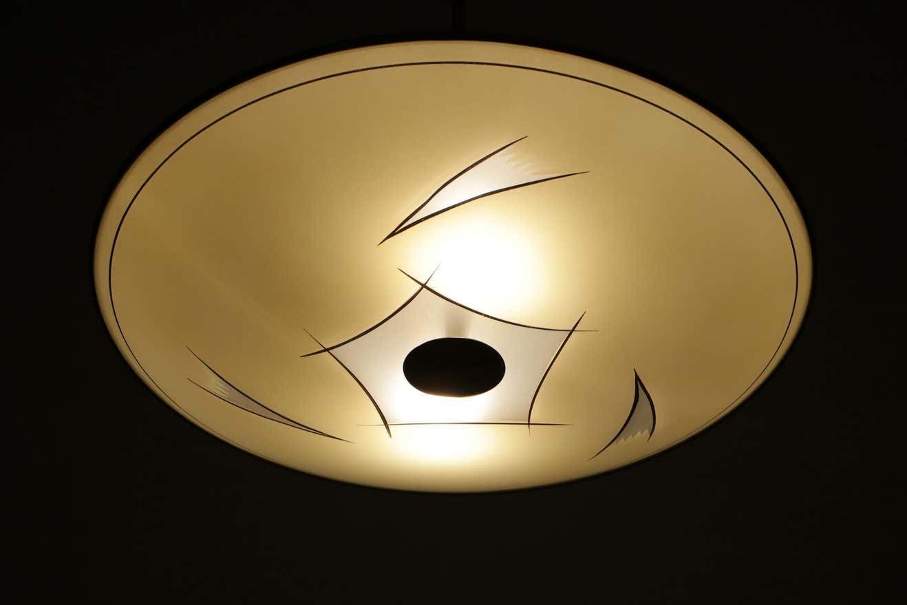 photo vinterior Italian Mid Century Modern Disc Chandelier Or Pendant Lamp, 1950s