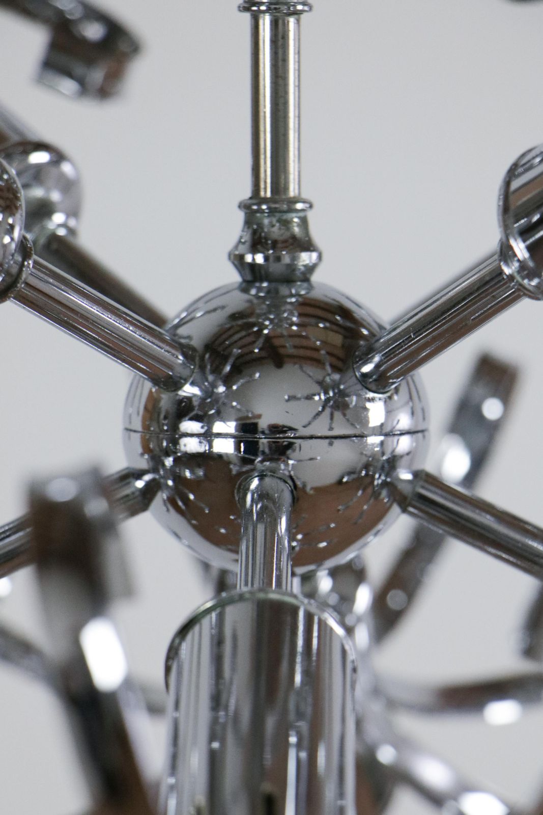 Italian Space Age Chrome Sputnik Chandelier, Pendant Lamp 1970s photo vinterior