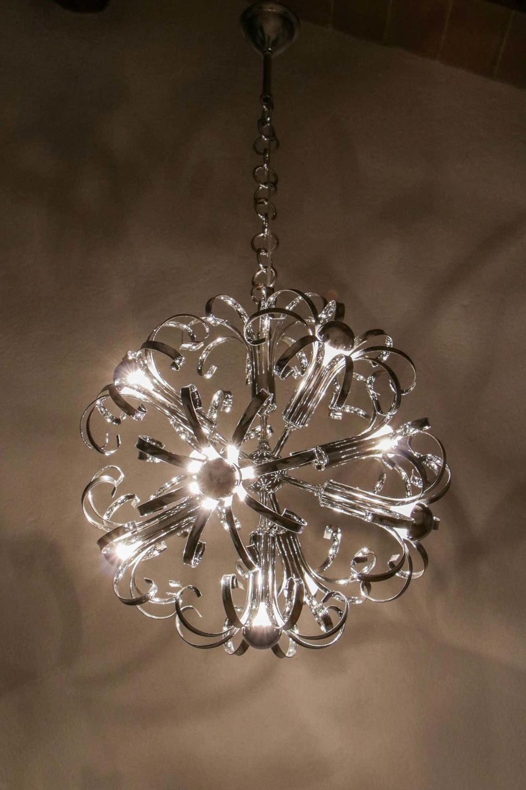 photo vintage Italian Space Age Chrome Sputnik Chandelier, Pendant Lamp 1970s