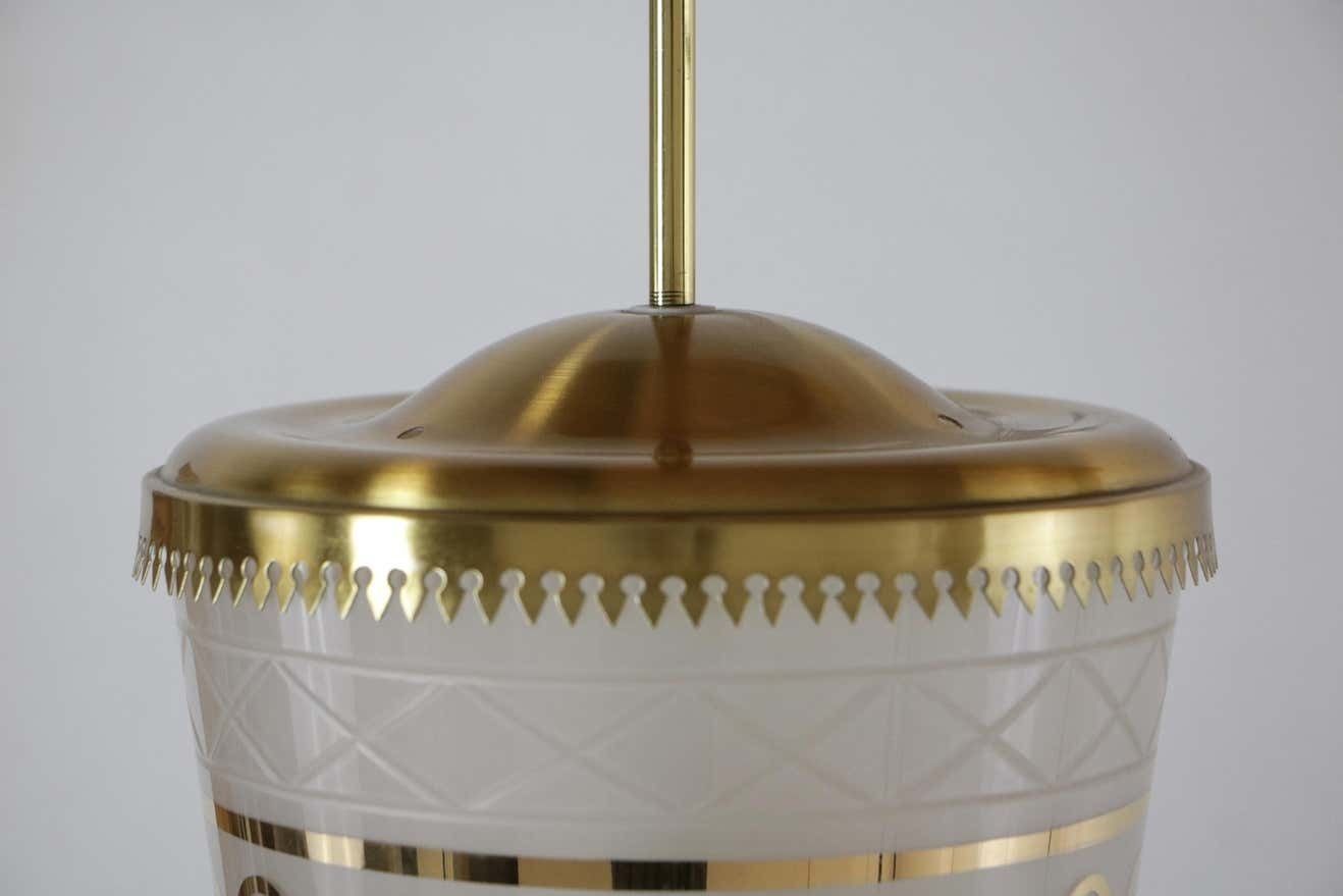 Italian Mid Century Suspension Lamp Fontana Arte Style, 1950s photo 835.0