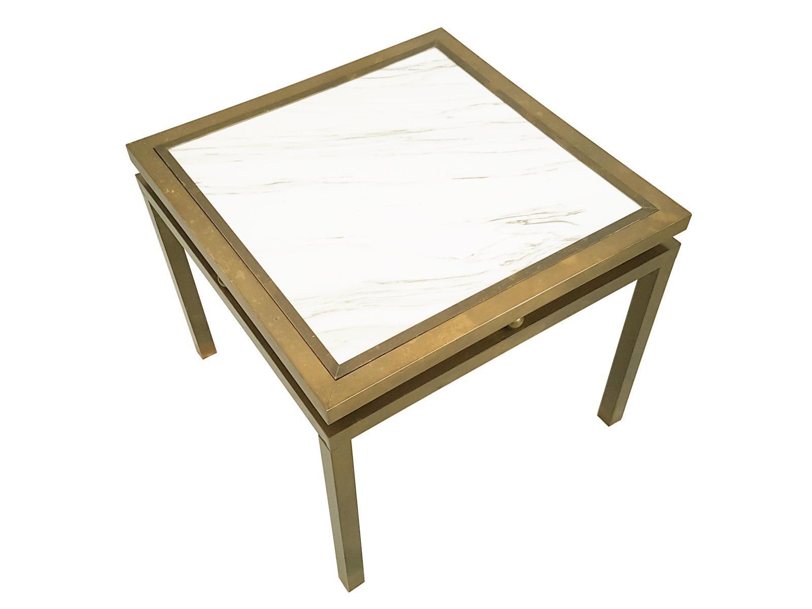 Italian White Marble And Brass Coffee Table, 1970s photo 1185.0