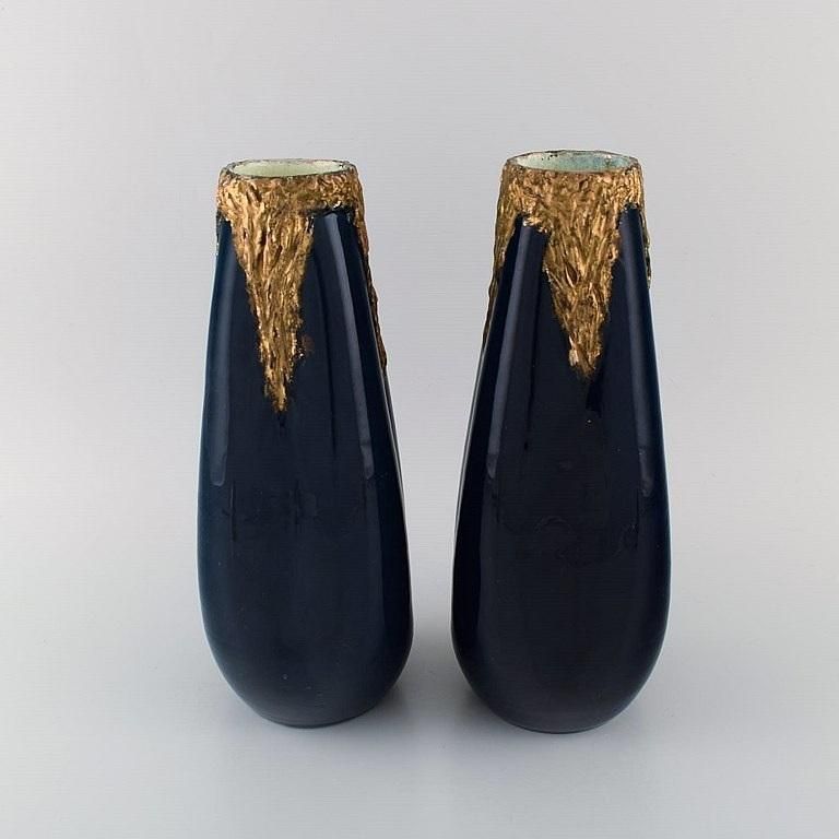 Pierre Perret For Vallauris, A Pair Of Antique Vases In Glazed Ceramics photo furniture