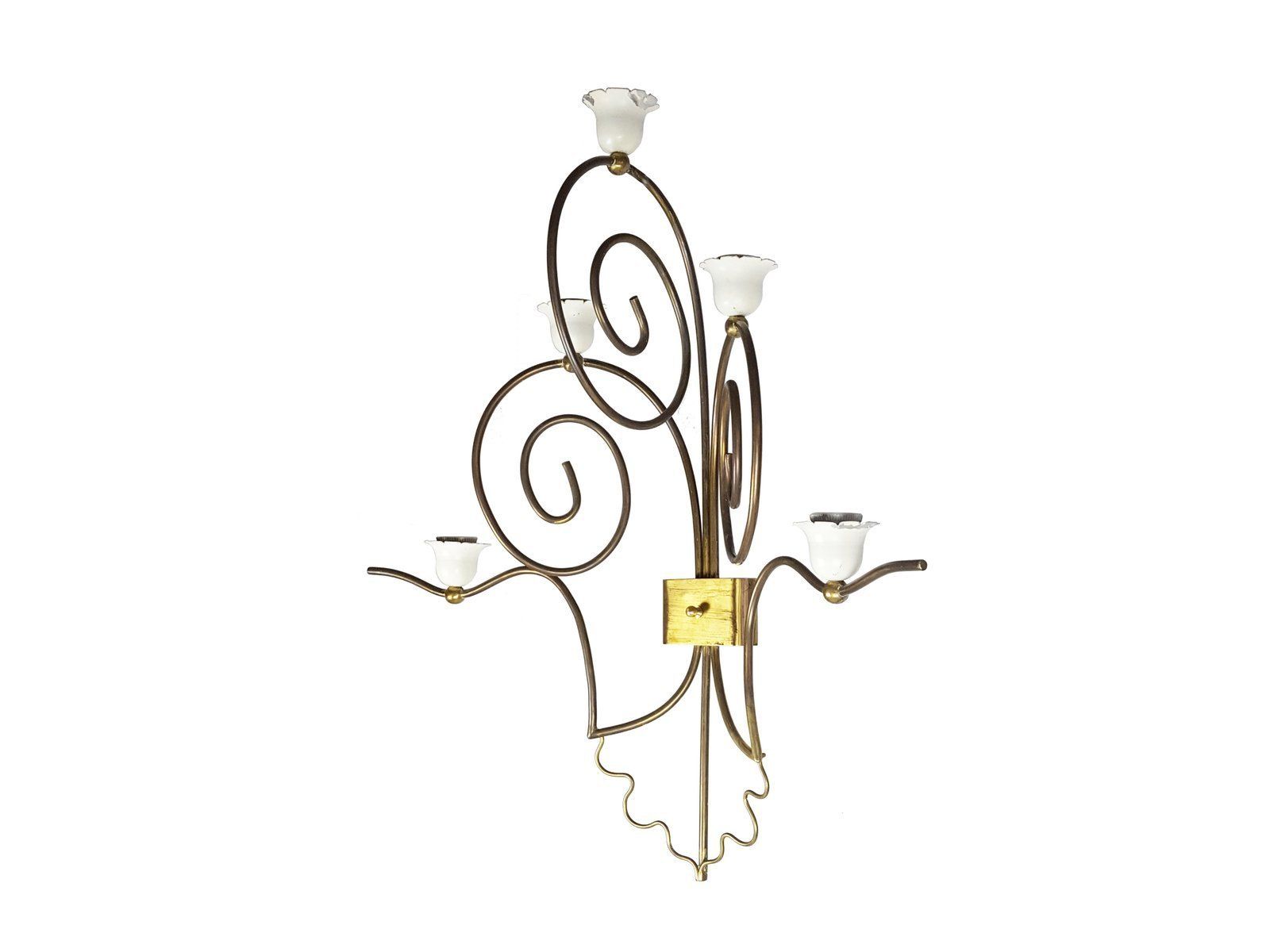 photo for sale Italian White Metal & Brass Mid Century Sconces, Set Of 2