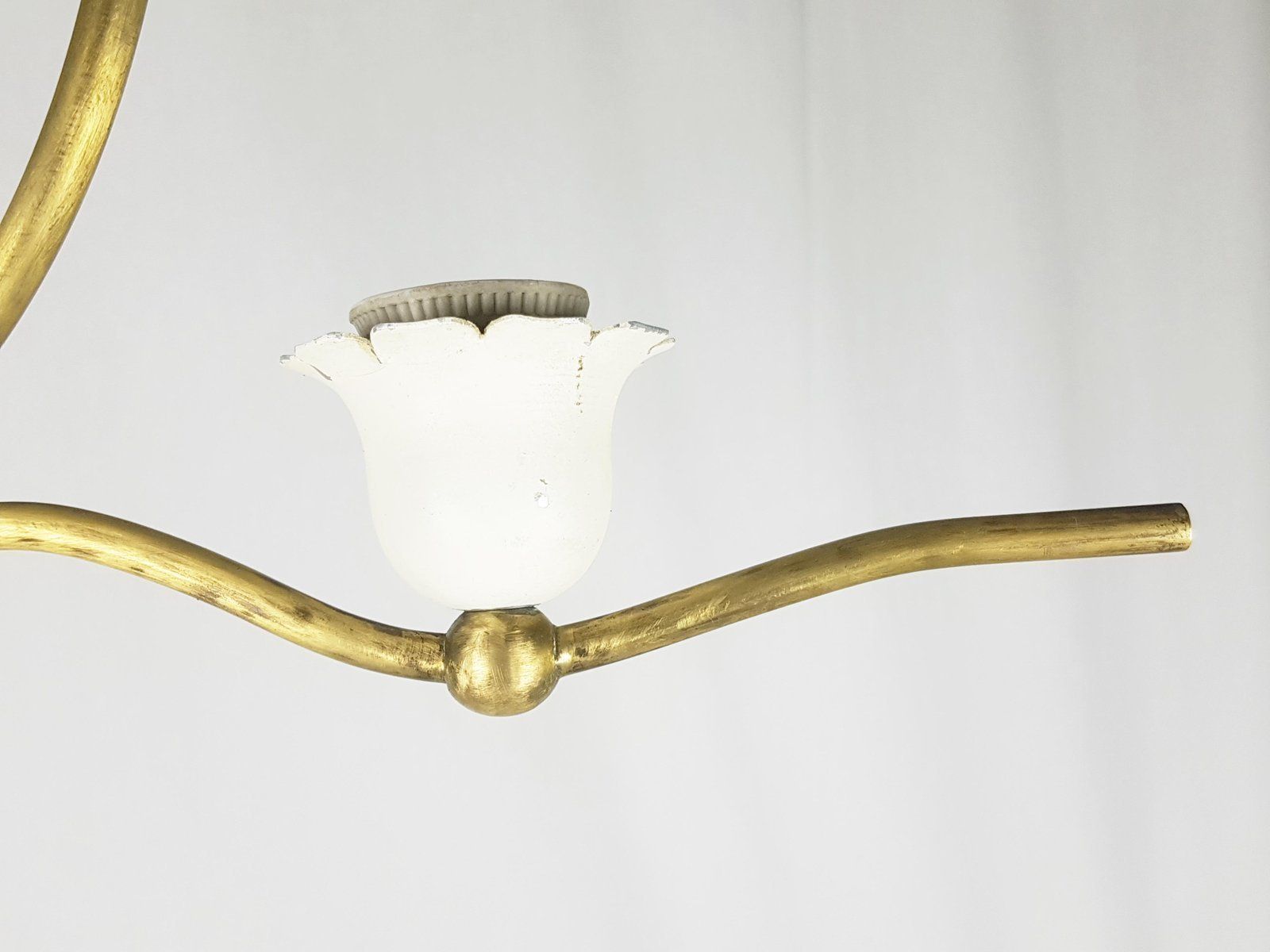 photo vintage Italian White Metal & Brass Mid Century Sconces, Set Of 2