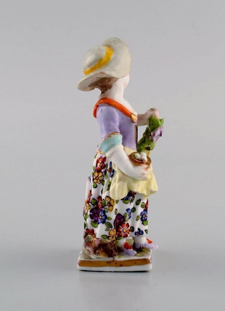 Augustus Rex, Germany, Antique Hand Painted Porcelain Figure, Girl With Flowers photo vinterior