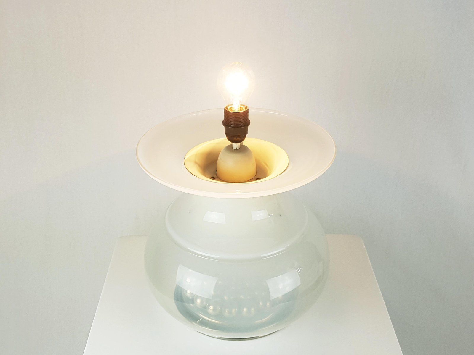 Large Italian Glass And Fiberglass Table Lamp, 1970s photo buy