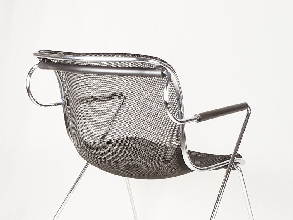 Black & Chrome Plated Metal Penelope Armchair By C. Pollock For Anonima Castelli, 1982 photo buy