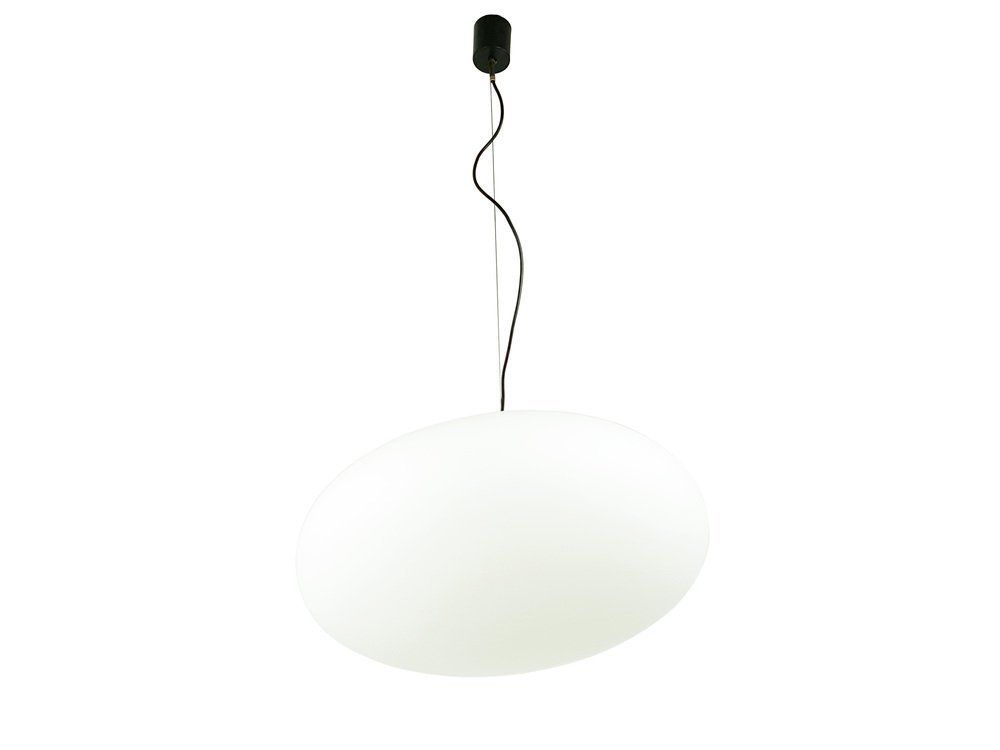 Italian White Opaline Glass, Brass And Black Metal Pendant Lamp Attributed To Stilnovo, 1960s