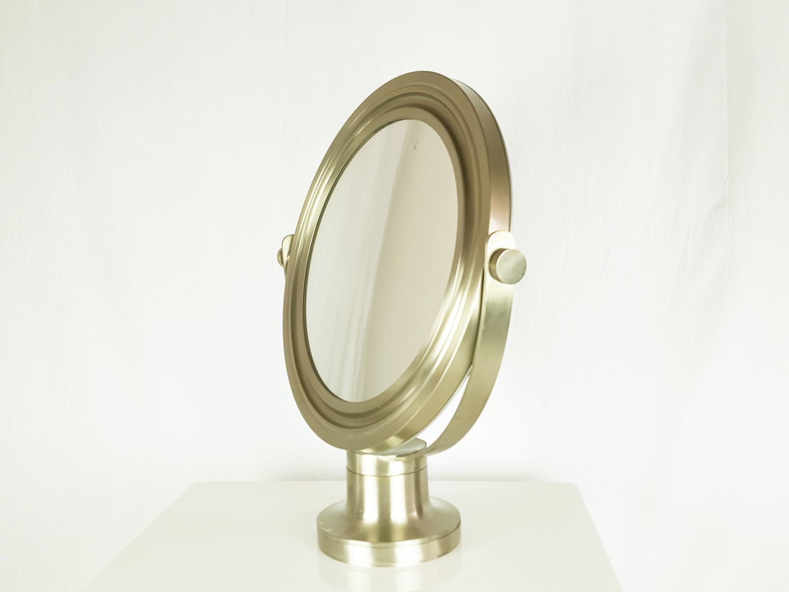 Nickel Plated Metal Table Mirror In The Style Of Sergio Mazza For Artemide photo vinterior