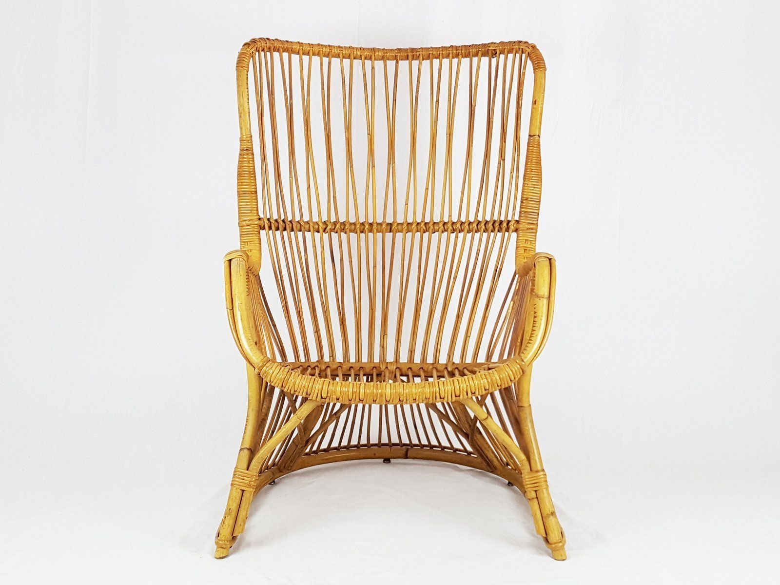 photo furniture Mid Century Italian Rattan And Rush Armchair