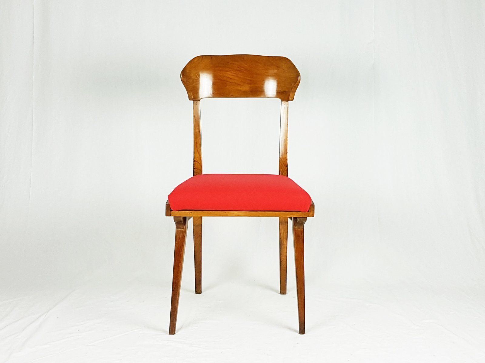 Mid Century Wood And Red Fabric Side Chairs From Fratelli Barni Mobili D'arte photo buy