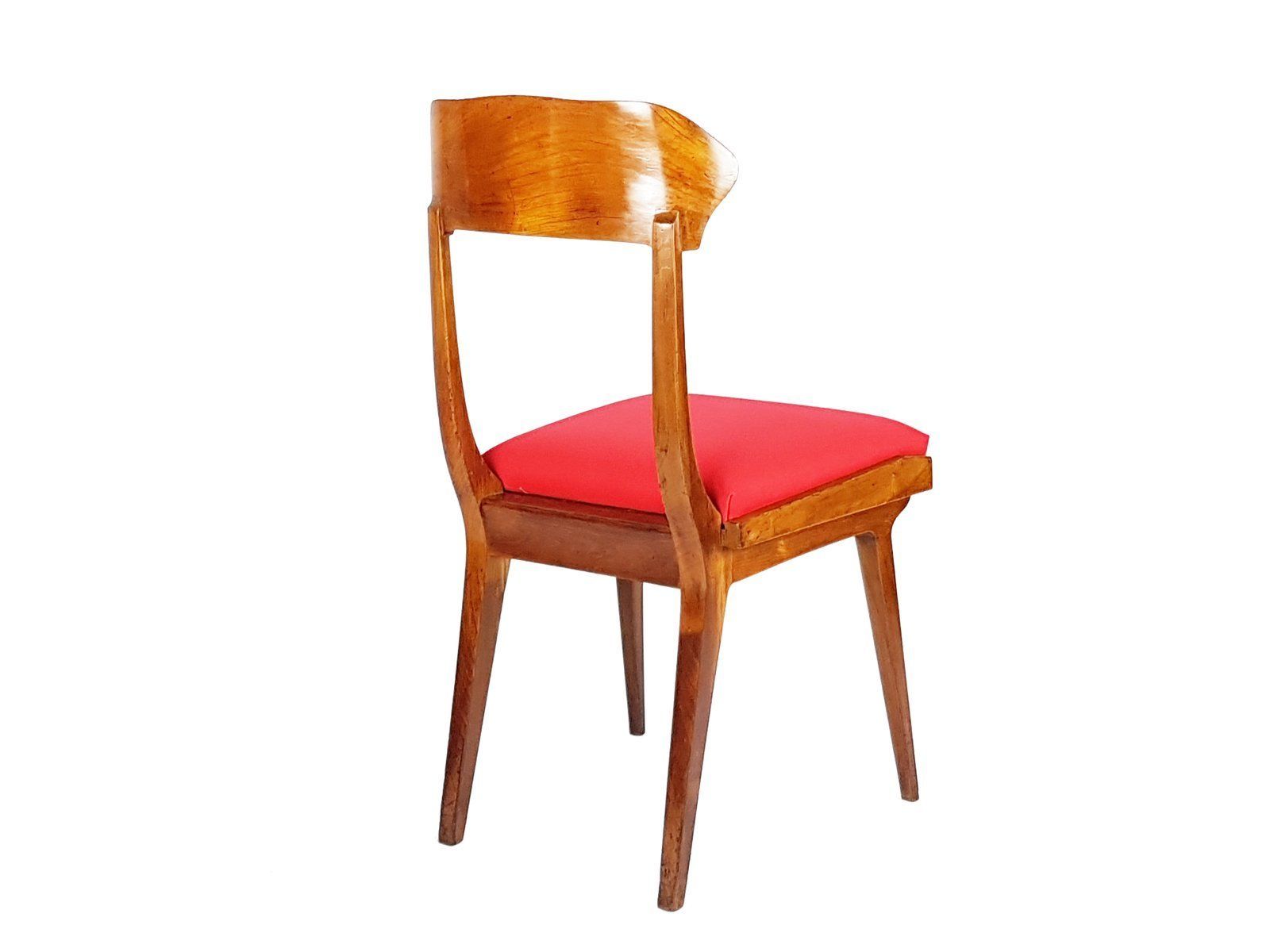 Furniture Mid Century Wood And Red Fabric Side Chairs From Fratelli Barni Mobili D'arte photo