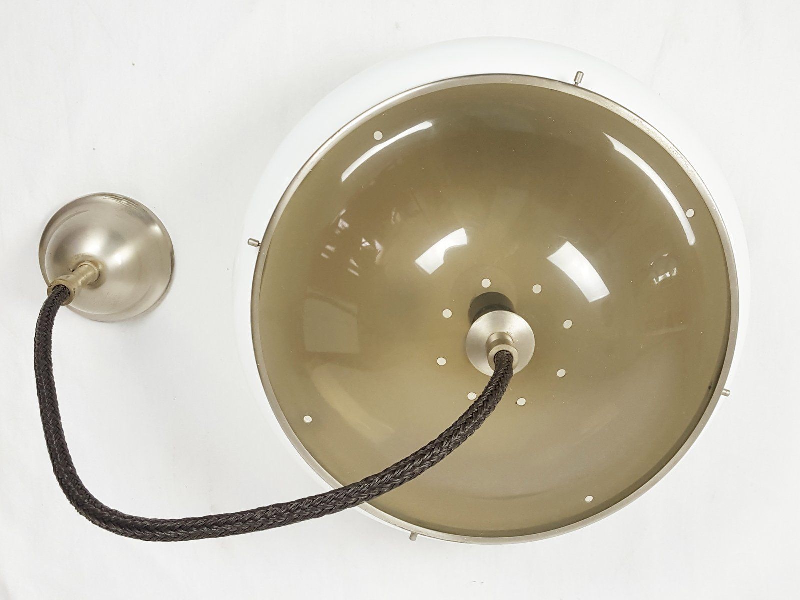 White Plastic Shade Model 2/5 Pendant Lamp By Gianemilio Piero & Anna Monti For Kartell photo vintage
