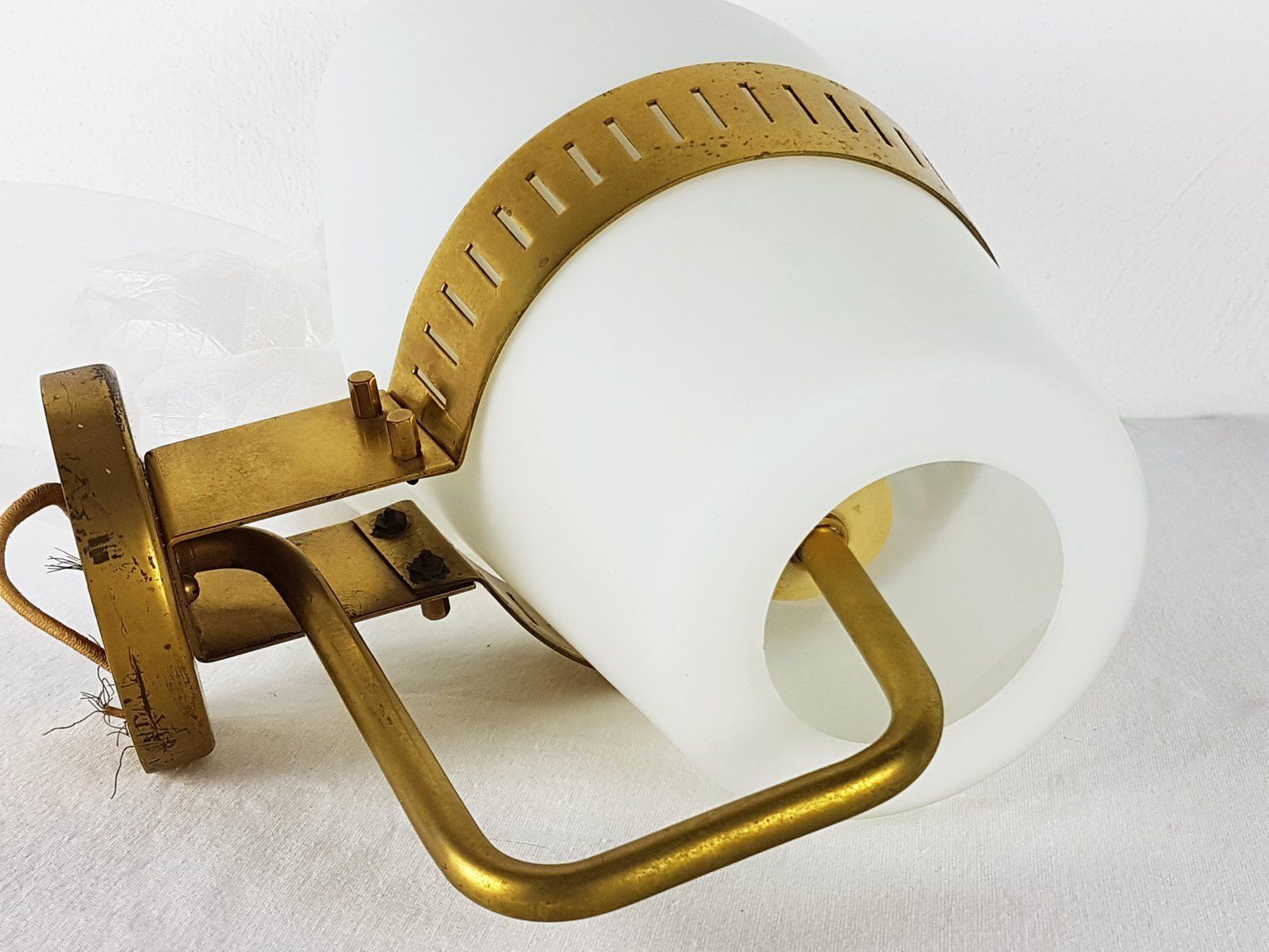 Large Brass And Glass Sconce By Bruno Gatta For Stilnovo photo for sale
