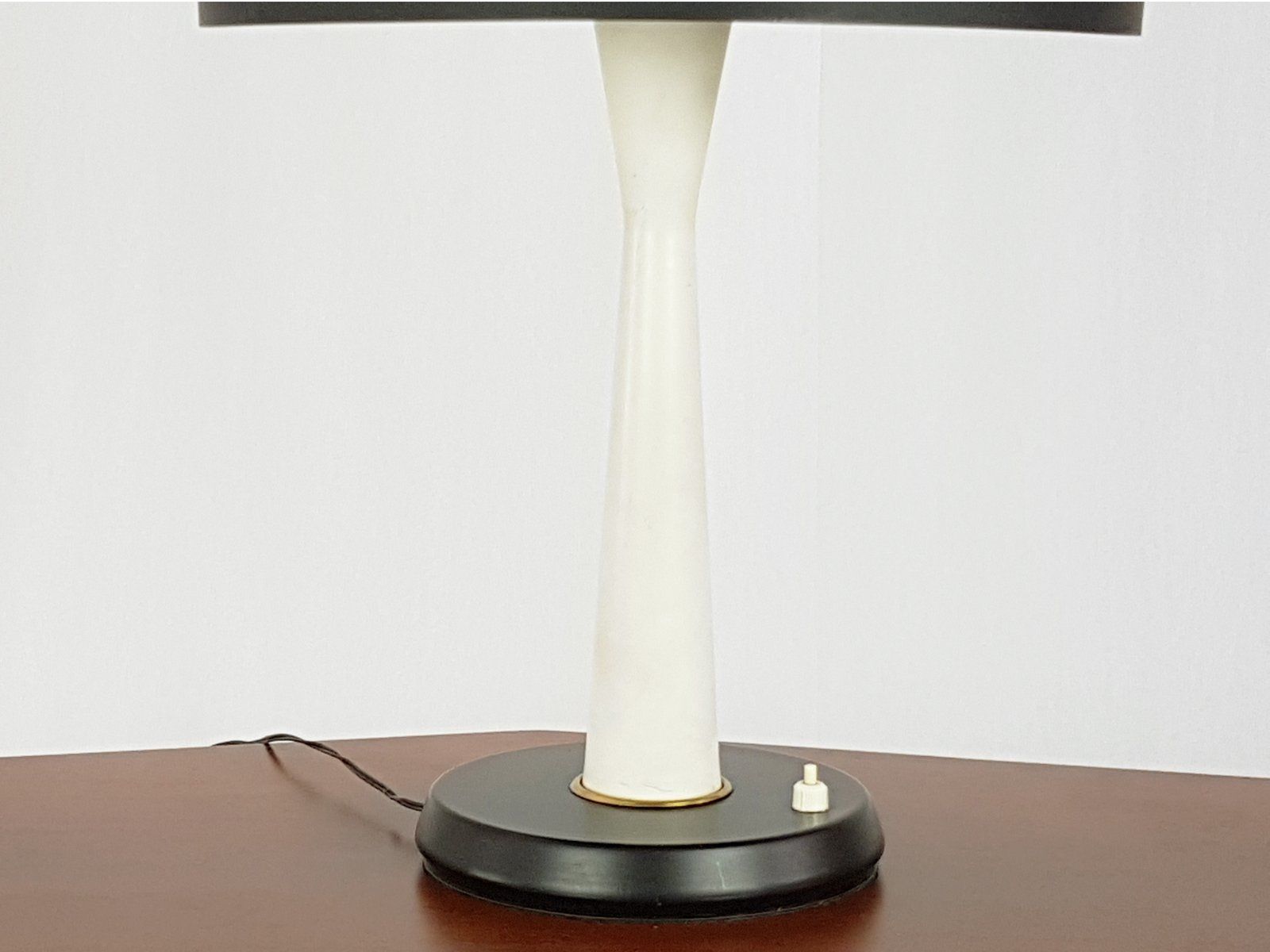Mid Century Italian Black & White Table Lamp In Metal & Brass photo buy