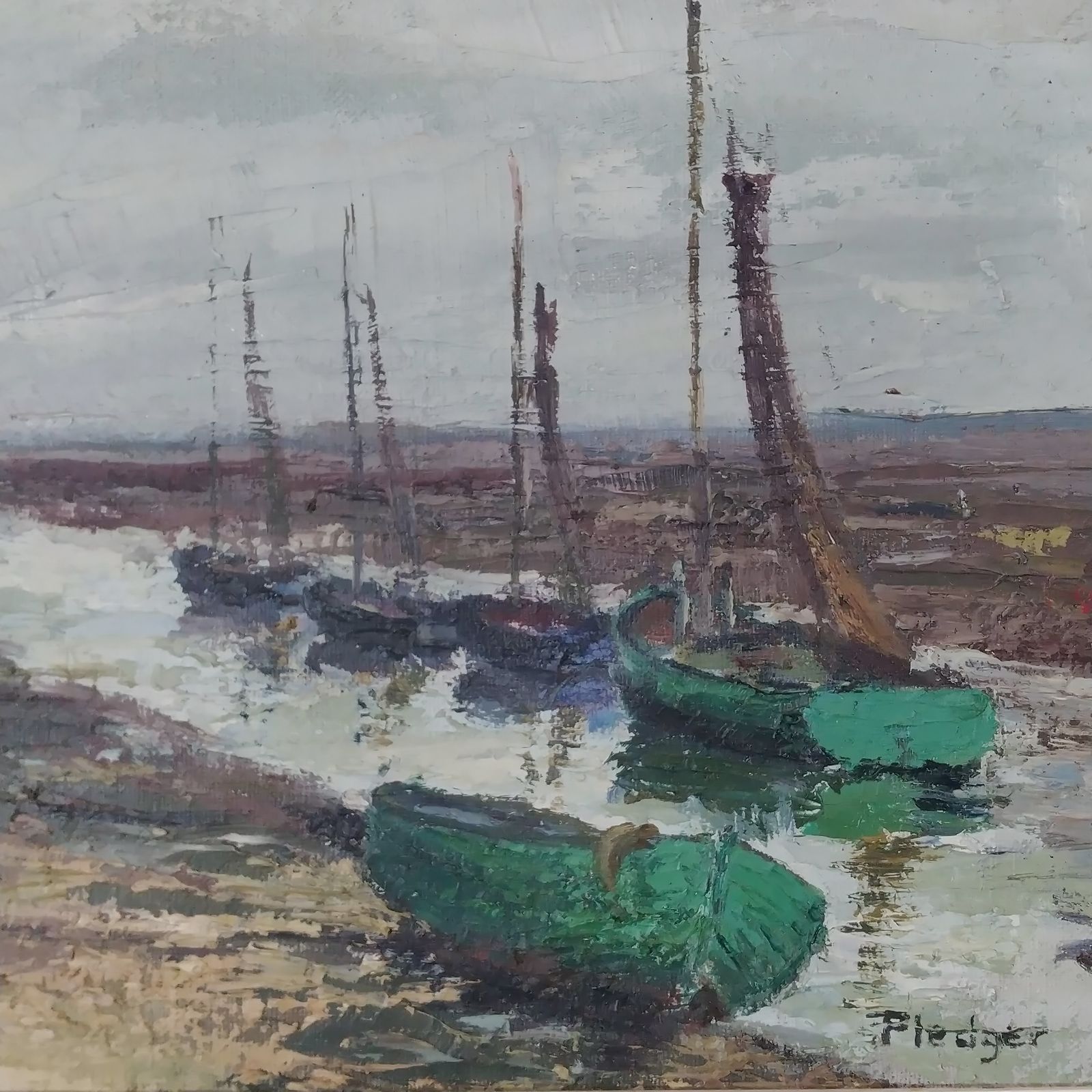 Interesting Vintage Coastal Scene Oil Painting By East Anglian School Artist Winifred Pledger 1903 73 photo furniture