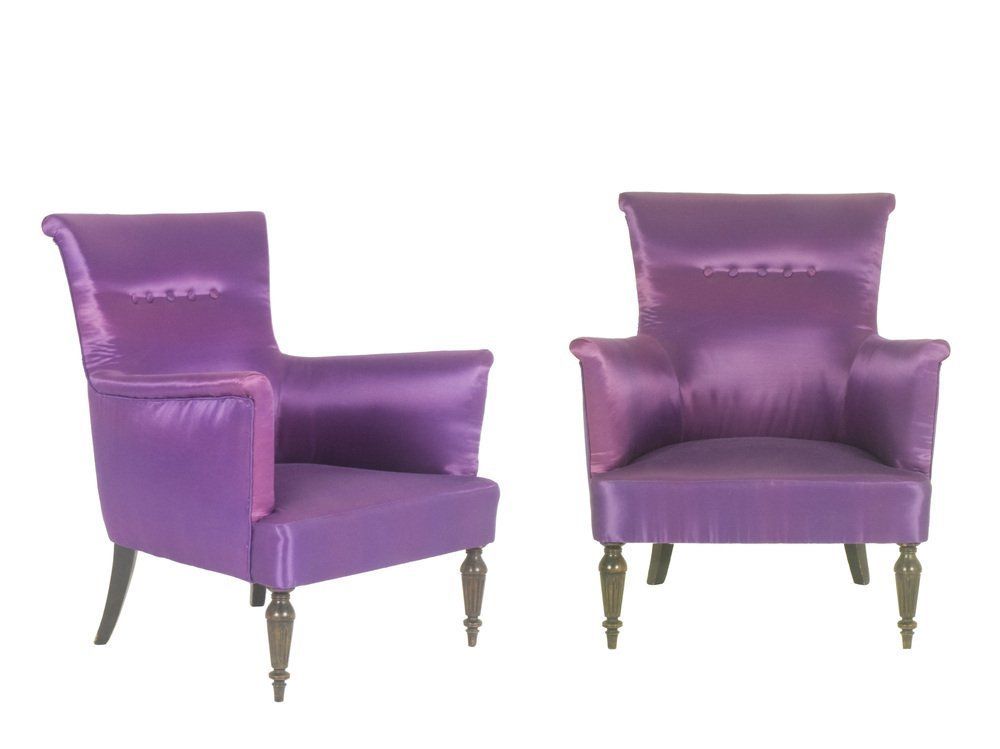 Italian Purple Armchairs 1950s Set Of 2