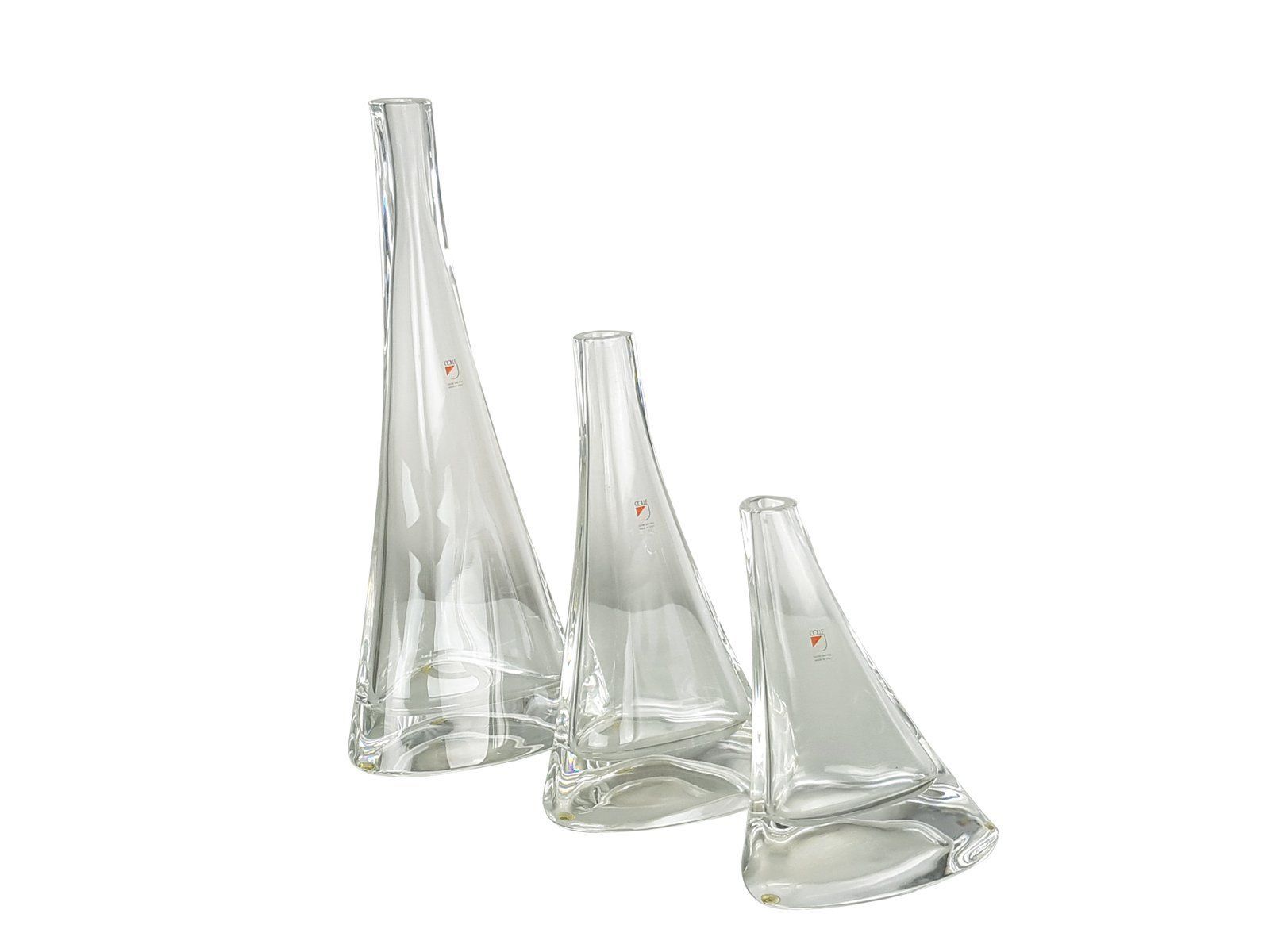 Crystal Vases By Angelo Mangiarotti For Cristalleria Colle 1980s Set Of 3 photo for sale