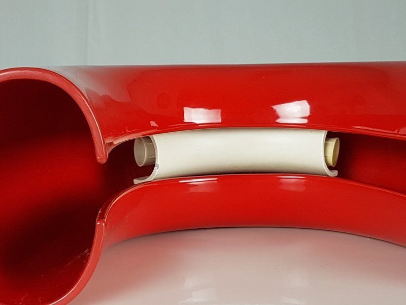 Red Tubo Table Lamp By Tomoko Tsuboi Ponzio For Ceramica Franco Pozzi 1968 photo vinterior