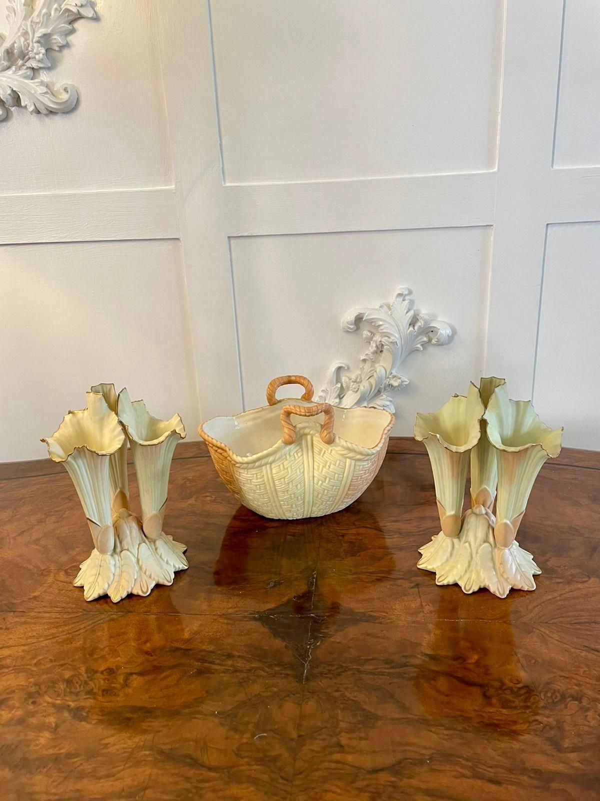 Antique Locke & Co. Porcelain Blush Ivory Spill Vases photo Home Decor
