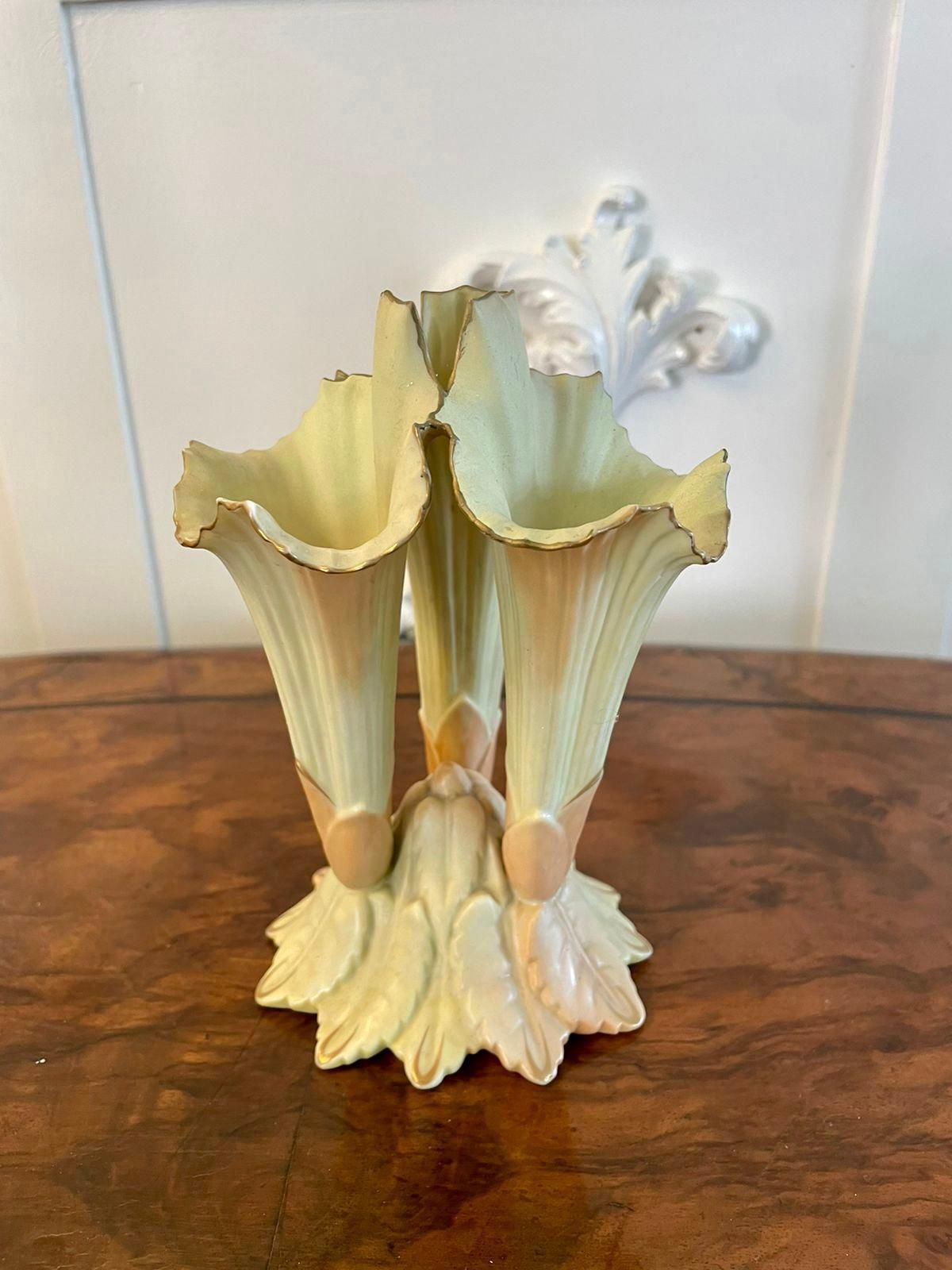 Antique Locke & Co. Porcelain Blush Ivory Spill Vases photo vintage