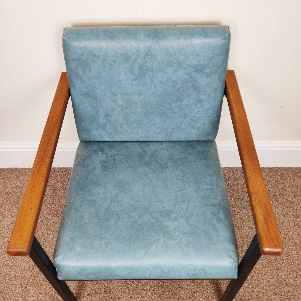 Vintage Lounge Chair, Mid Century Tubular Faux Leather Steel Industrial photo vinterior