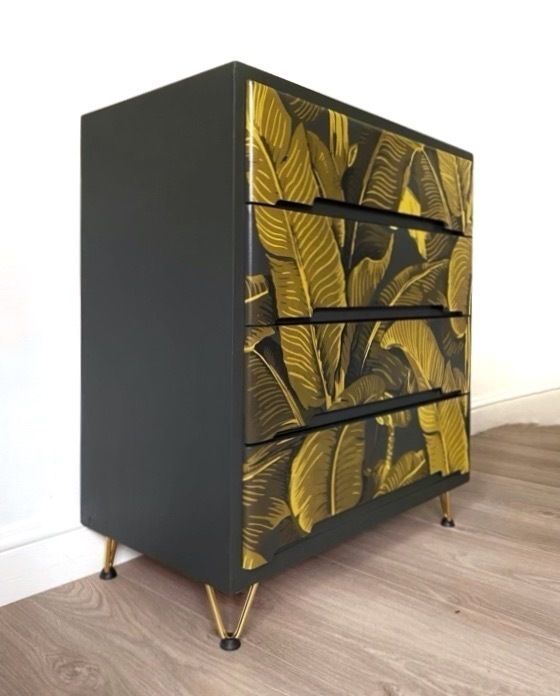 Mid Century Modern Chest Of Drawers With Gold Hairpin Legs photo furniture