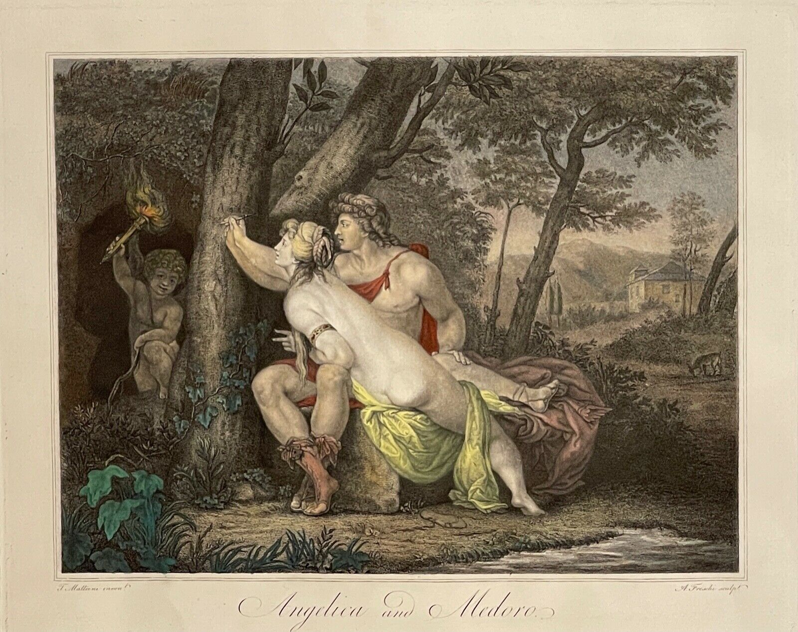 Watercolor Print "Angelica And Medoro" XX Watercolor Print