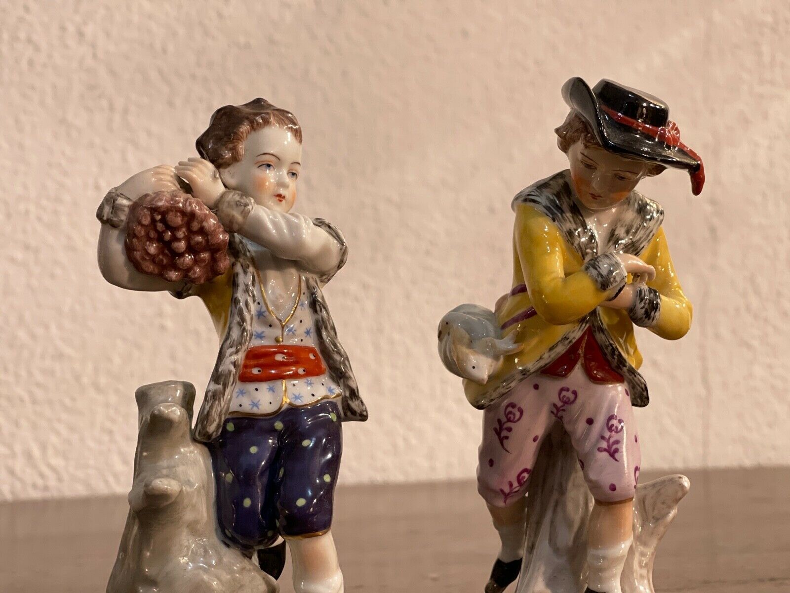 Pair Of Capodimonte Ceramics, Pair Of Kids "Hat And Wood photo furniture