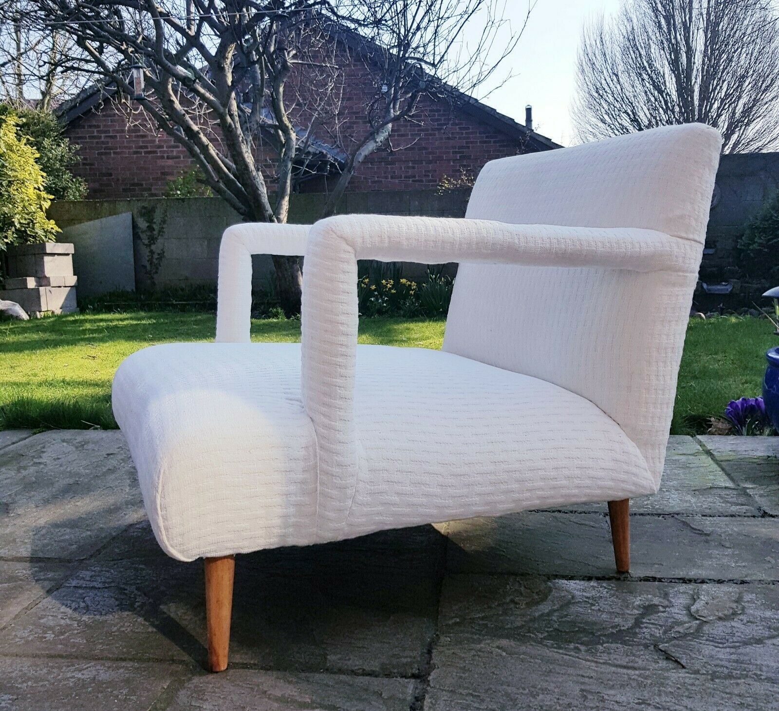 A Gio Ponti Style Reupholstered Vintage Armchair Mid Century Italian