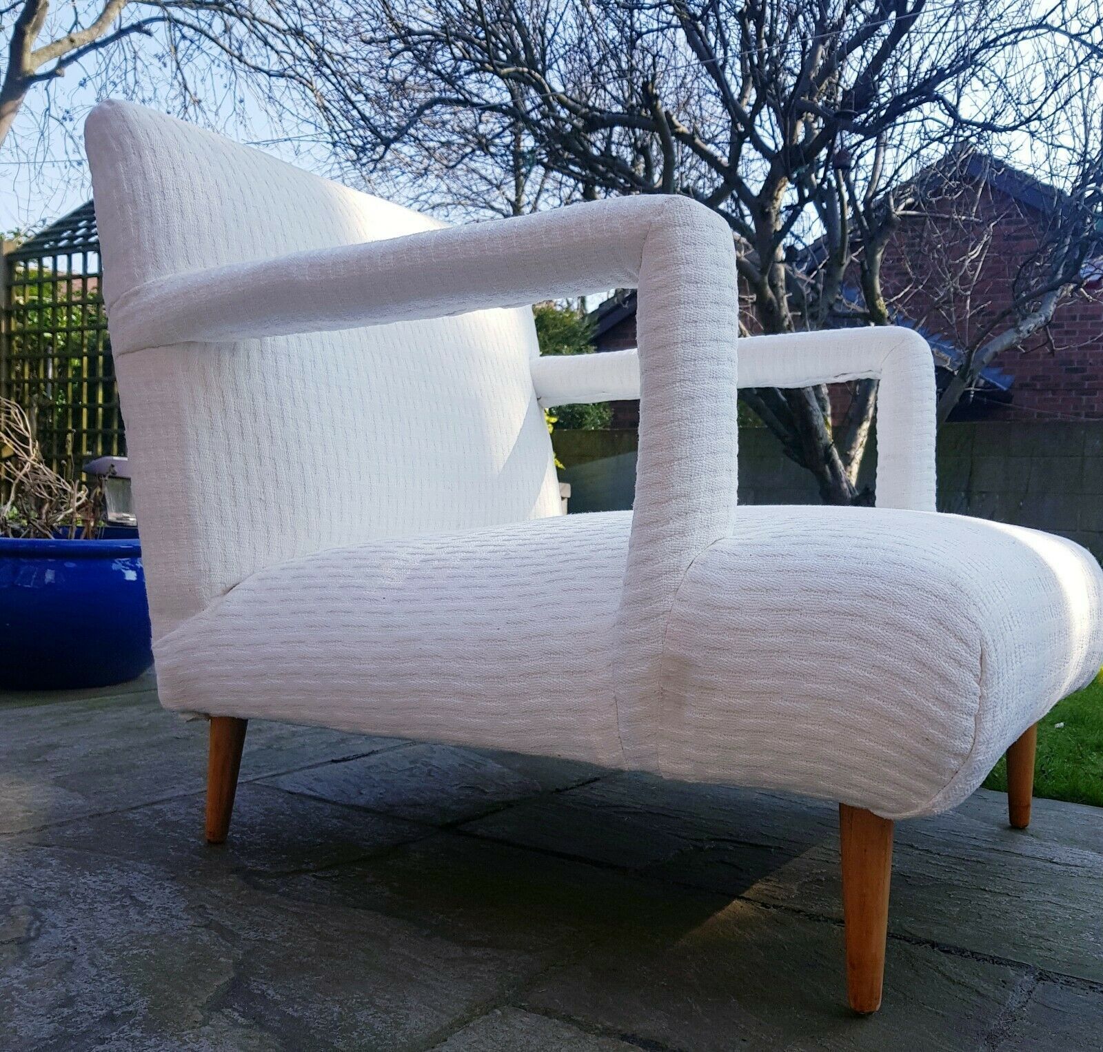 A Gio Ponti Style Reupholstered Vintage Armchair Mid Century Italian photo furniture