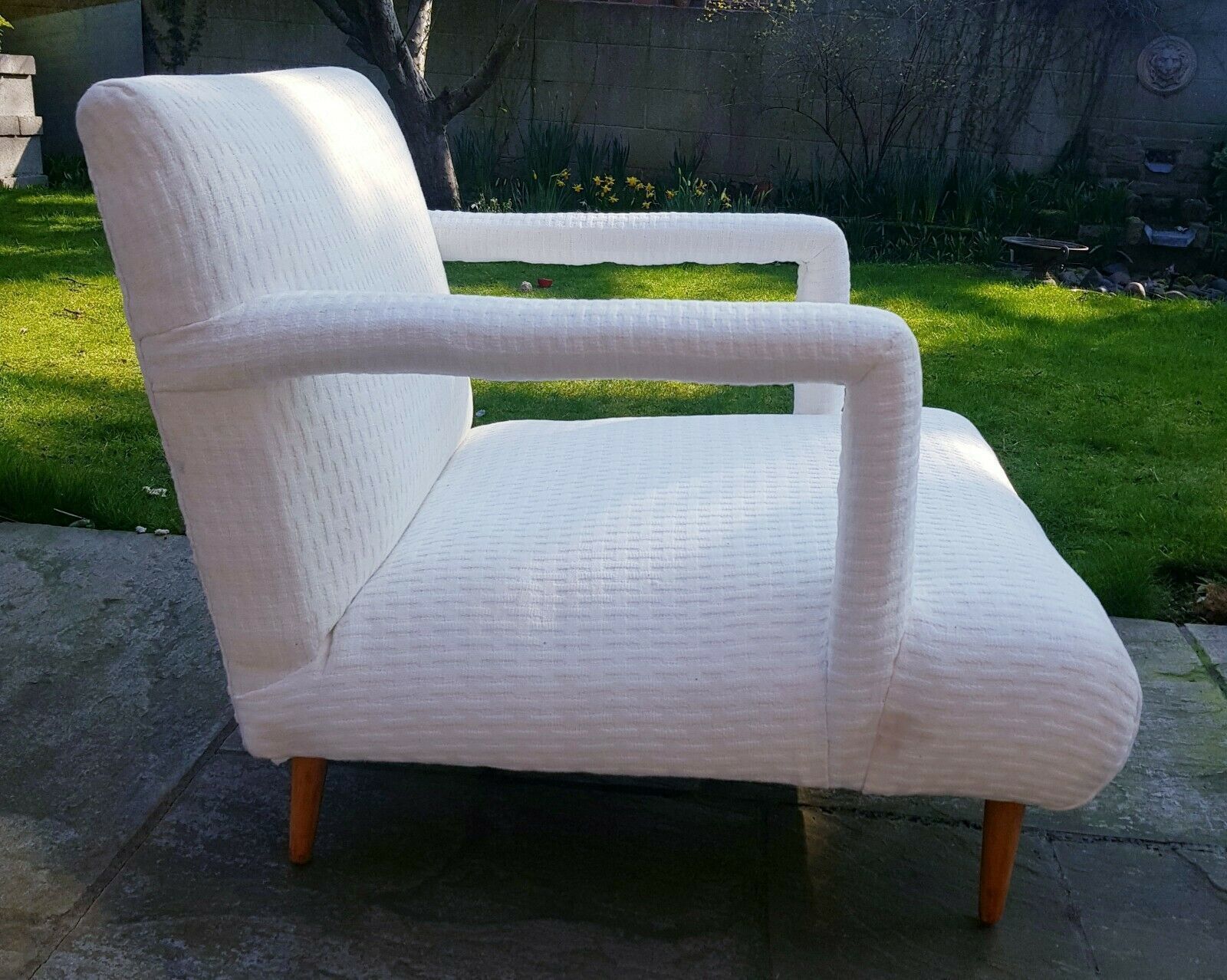 A Gio Ponti Style Reupholstered Vintage Armchair Mid Century Italian photo Furniture