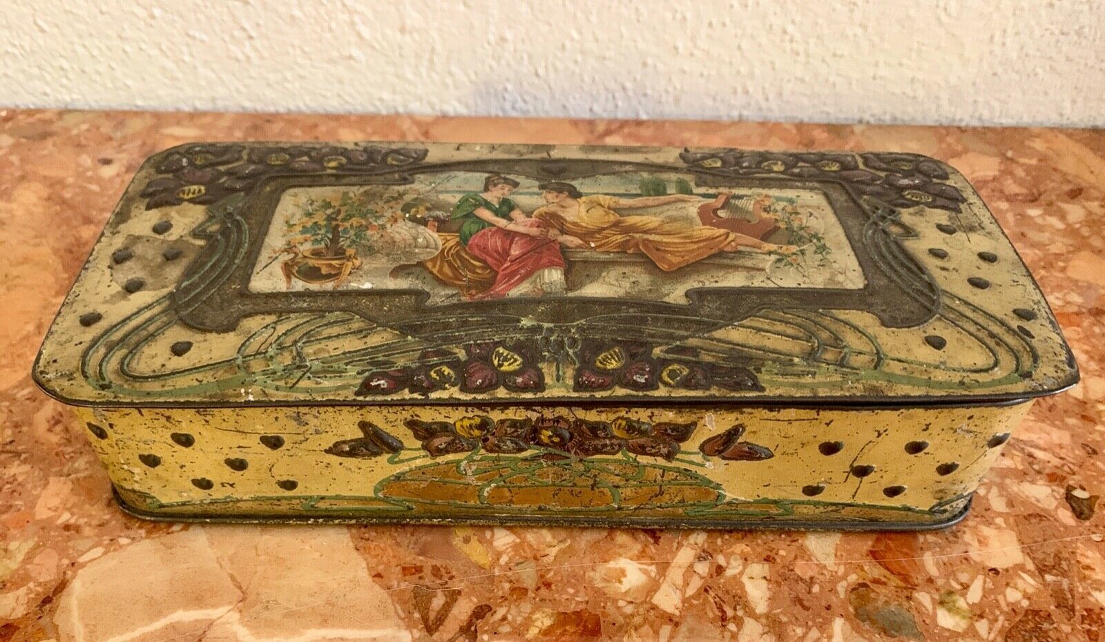 Collector Box In Tin Vintage Years'60 Decorated (Figures)