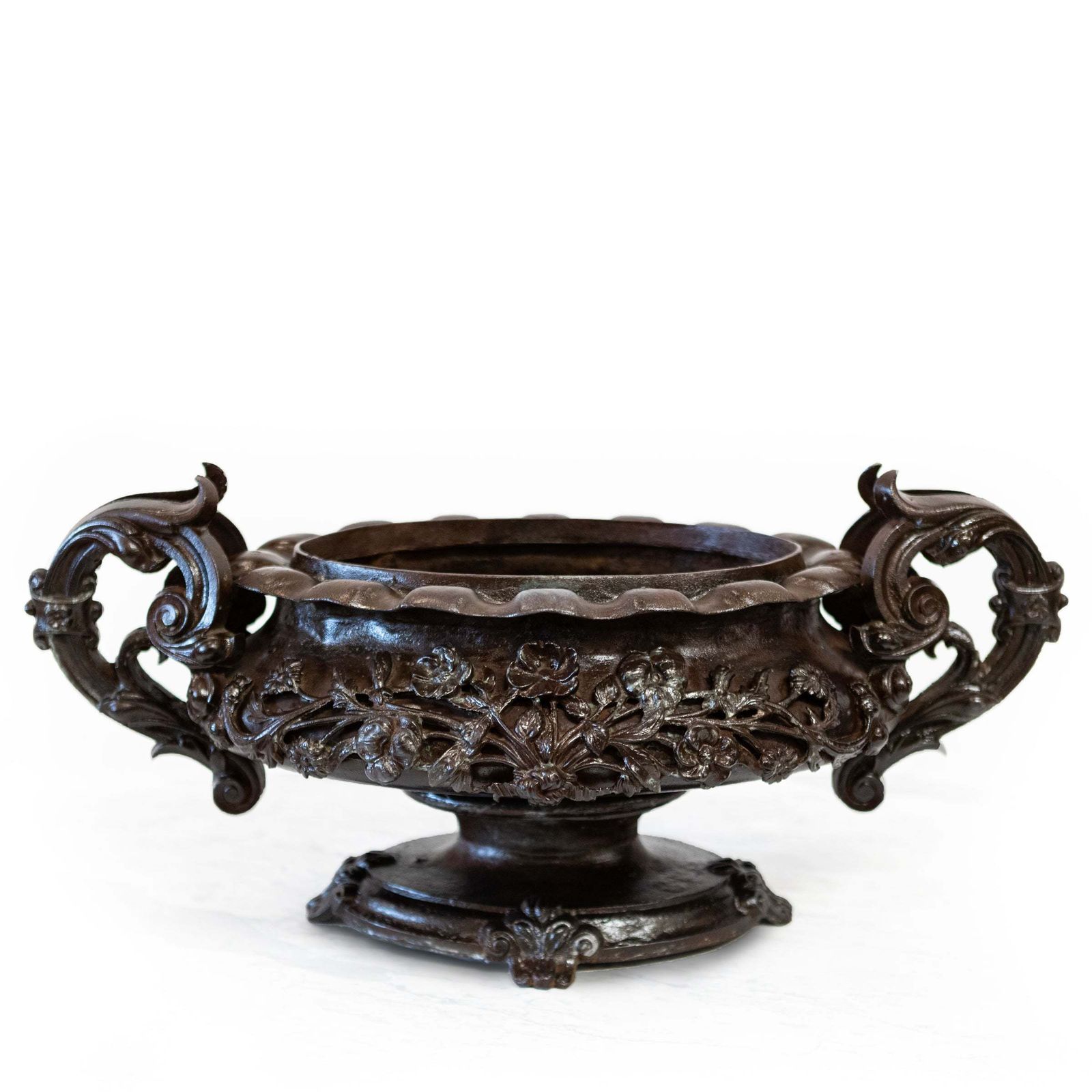 Antique French Cast Iron Urn  Planter Jardiniere Twin Handle