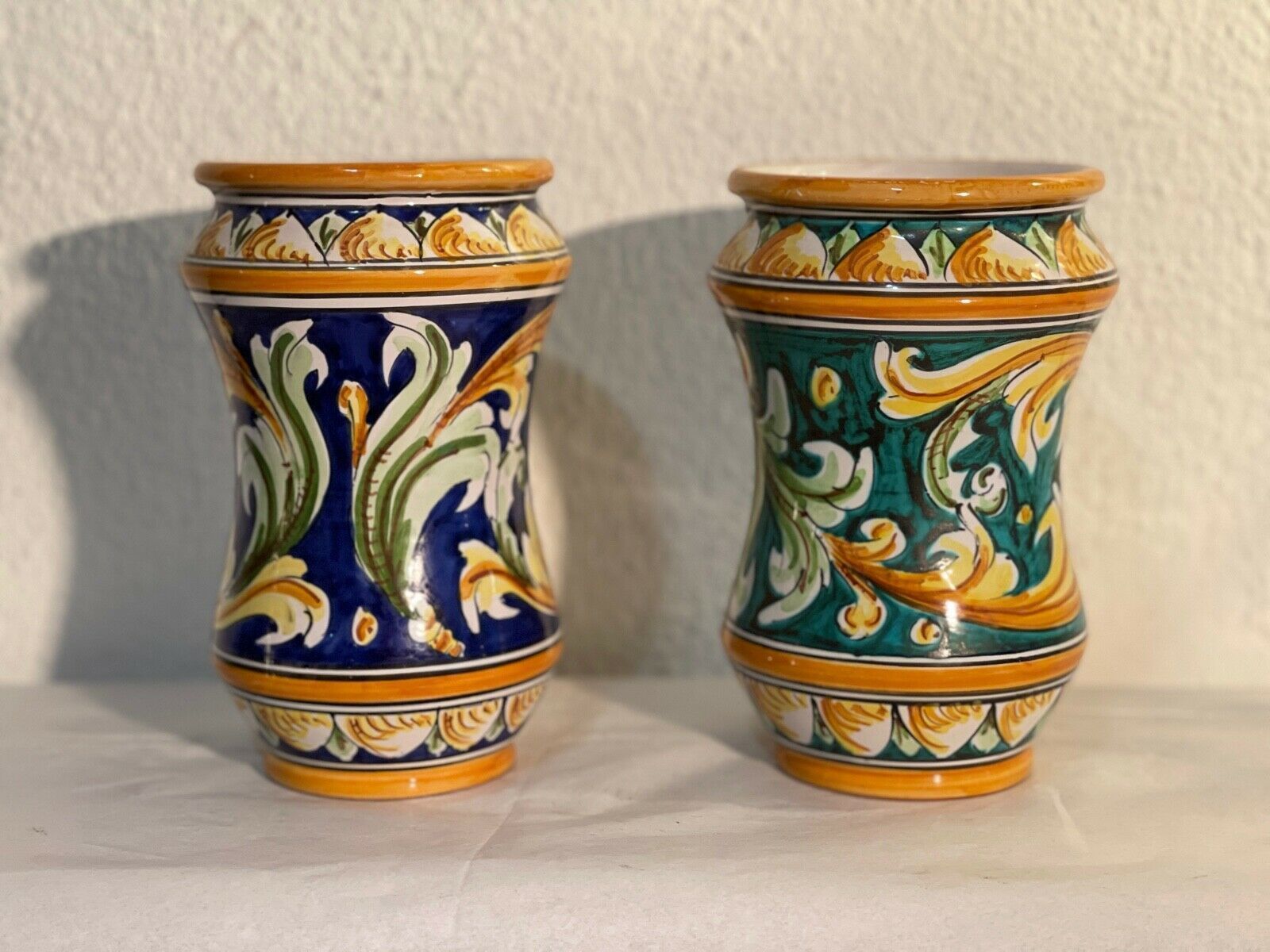 Pair Of Ceramic Vases Vintage Caltagirone.