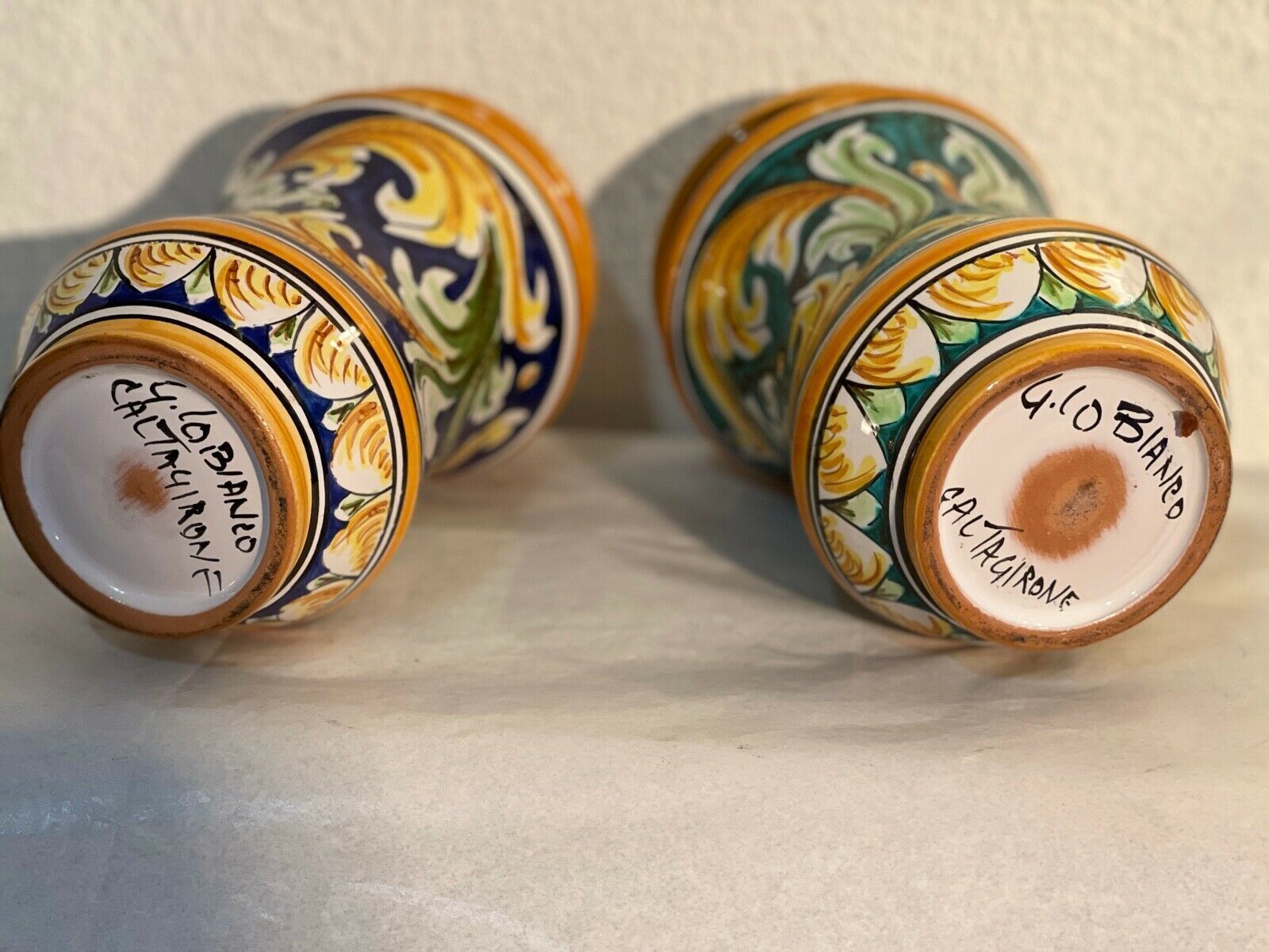 Pair Of Ceramic Vases Vintage Caltagirone. photo Home Decor