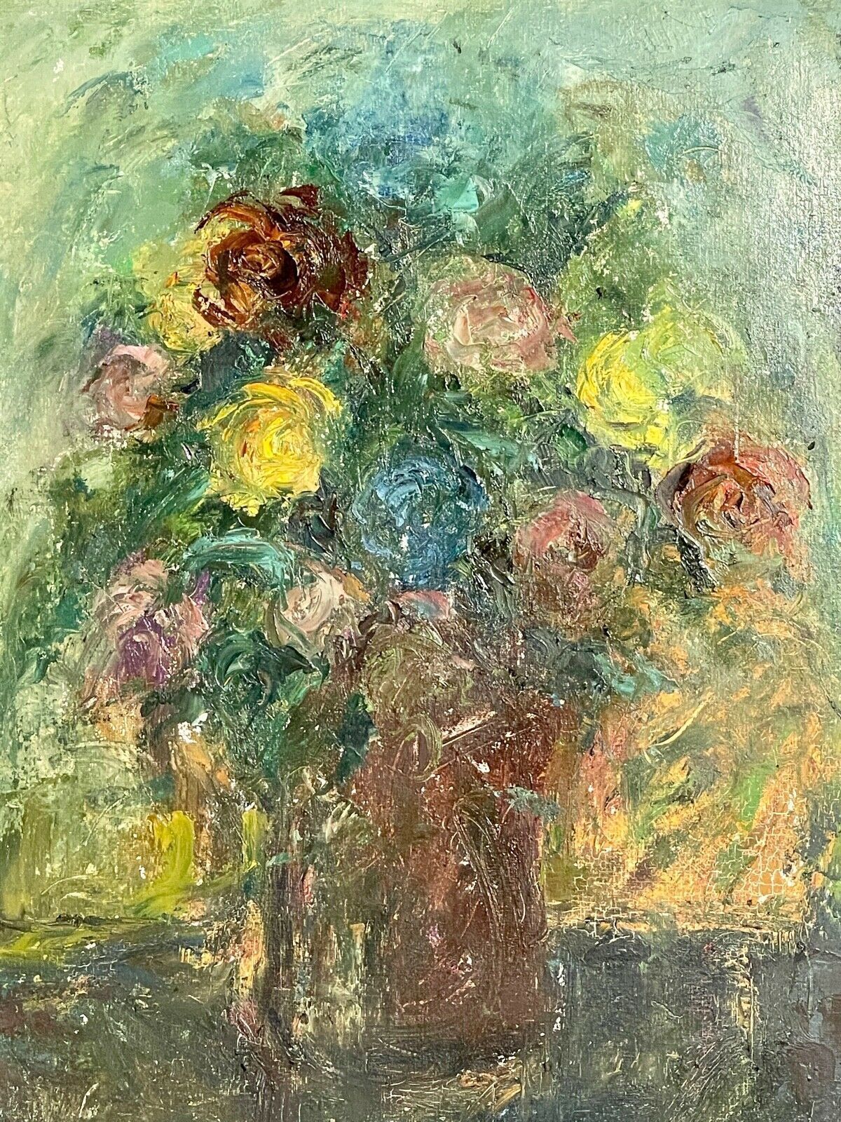 Painting To Oil, "Flowers", Mid 20th Century photo furniture