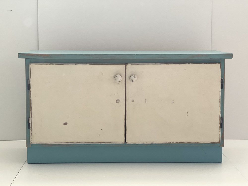 Beige En Cyaan Kast, Ca. Jaren 1950, Vintage