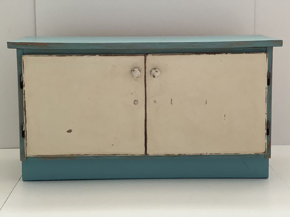 photo vintage Beige En Cyaan Kast, Ca. Jaren 1950, Vintage