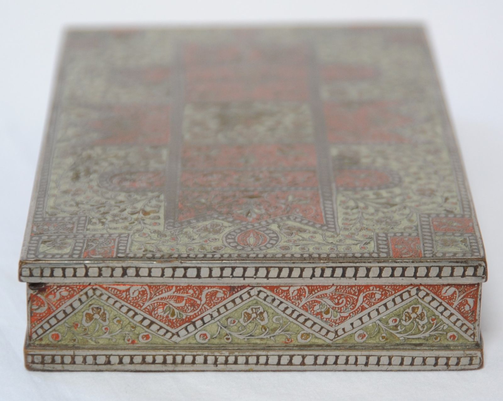 photo for sale Antique Indian Engraved Brass Box In Mughal Islamic Style