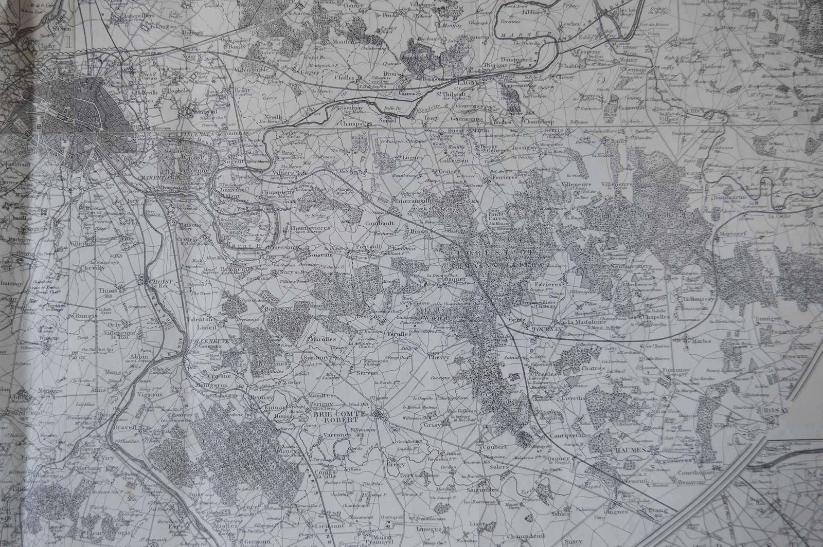 Original Large Antique Map Of Paris, France By John Dower, 1861 photo 180.0