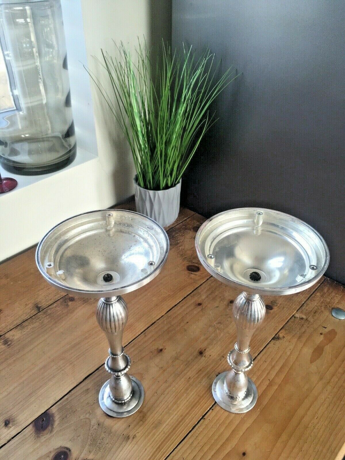 Home Decor Large Pair Of Vintage Regency Style Viners Plated Candle Holders Candlesticks photo
