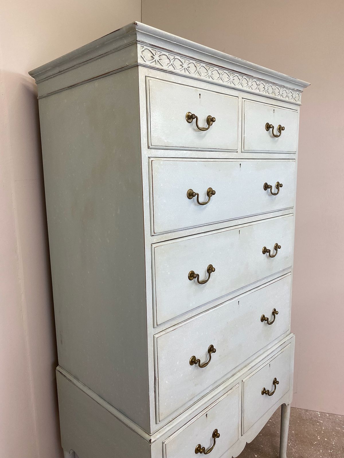 Gustavian Style Duck Egg Blue Chest On Stand photo vinterior