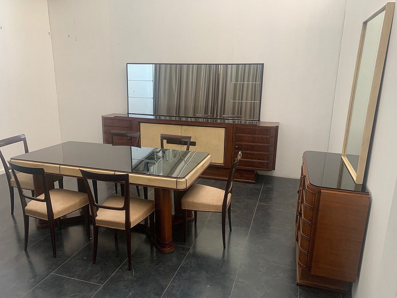 Art Deco Dining Set In Rosewood And Parchment, 1930s photo Furniture