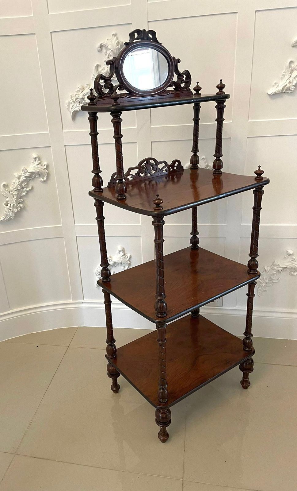 Antique Victorian Burr Walnut Whatnot photo for sale
