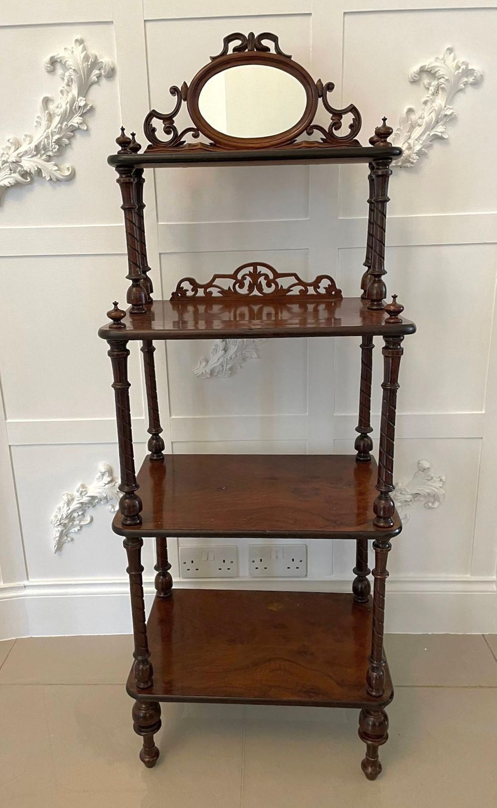 Antique Victorian Burr Walnut Whatnot photo vinterior