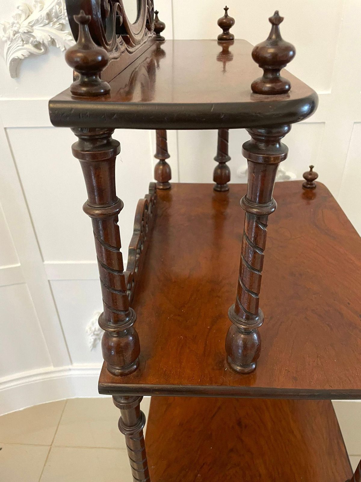 Antique Victorian Burr Walnut Whatnot photo vintage