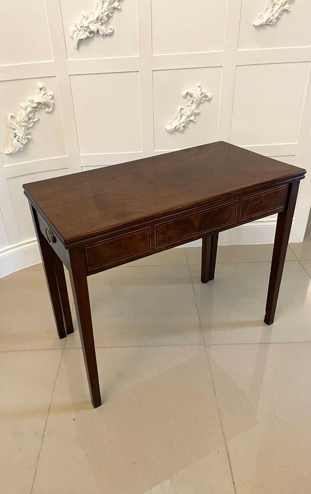 Antique George III Quality Mahogany Inlaid Tea Table photo vinterior