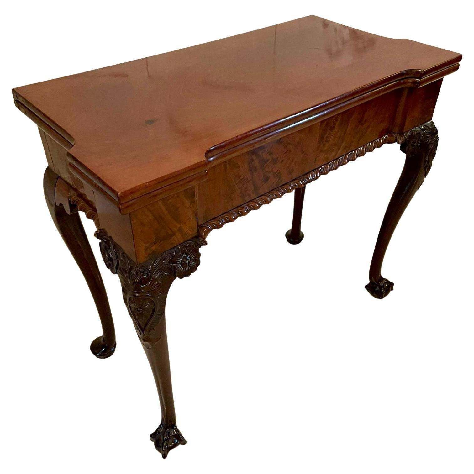 Antique George III 18th Century Chippendale Quality Carved Mahogany Card Table