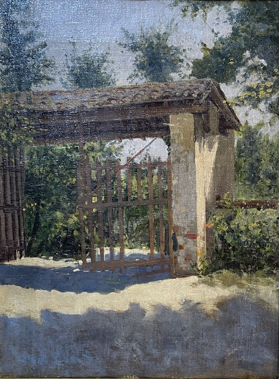 Oil Painting On Canvas, Early 20th Century, Country Gate